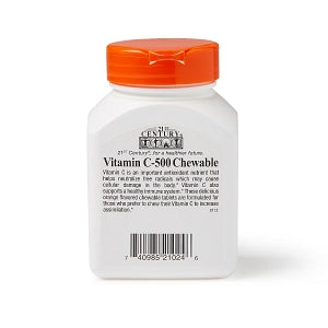 21ST Century Healthcare, Inc. Vitamin C Chewable Tablets - Vitamin C Tablet, Chewable, 500 mg, 110/Bottle - 7-4098521024-6