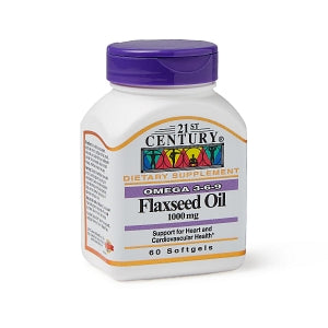 21ST Century Healthcare, Inc. Flaxseed Oil Softgels - Flaxseed Oil Softgel, 1, 000 mg, 60/Bottle - 7-4098522407-6