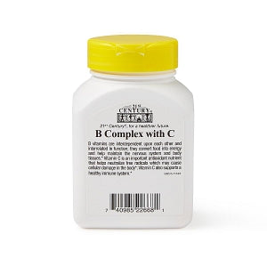 21ST Century Healthcare, Inc. Vitamin B Complex Caplets with Vitamin C - Vitamin B Complex and 300 mg Vitamin C Tablet, 100/Bottle - 7-4098522668-1