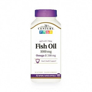 21ST Century Healthcare, Inc. Fish Oil Softgels - Fish Oil Softgel, Burpless, 1, 000 mg, 90/Bottle - 7-40985-22731-2