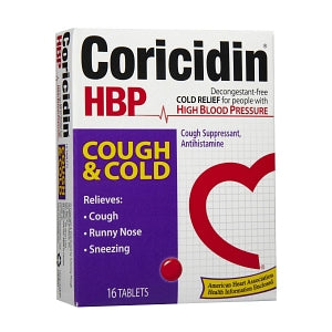 Merck Sharp And Dohme Corporation Coricidin HBP Cough and Cold Tablets - CORICIDIN HBP COUGH & COLD TAB 16/BX - 11523-4326-01