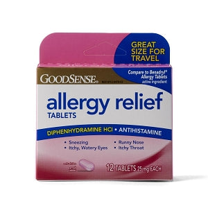 Geiss, Destin & Dunn Diphenhydramine HCI Oral Antihistamine - Diphenhydramine HCl Allergy Medication, 25 mg Tablet, 12/Box - 00113-0479-53