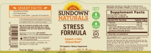 Sundown Naturals Sundown Naturals Stress Formula - L-theanine and Herbs Stress Capsule, 100 mg, 60/Bottle - 0-30768-52676-4