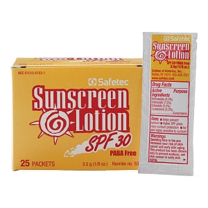 Safetec Of America Inc Medique Sunscreen SPF 30 Products - SUNSCREEN SPF30 LOTION 1/8OZ / PK 600PK / CS - 53373