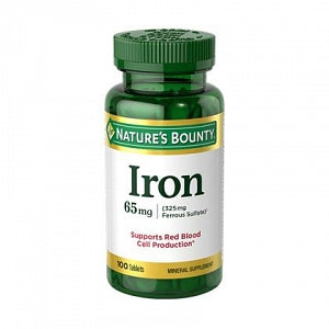 Nature's Bounty Iron Mineral Supplement - Iron Oral Tablet, 65 mg, 100/Bottle - 74312-0413-83