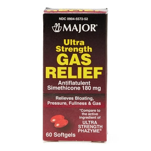 Major Pharmaceutical Ultra Strength Gas Relief Softgels - Simethicone, 180 mg Softgel, 60/Bottle - 00904-5572-52