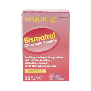 Major Pharmaceutical Bismatrol Chew Tabs - Bismatrol Antacid Chewable Tablet, 30/Box - 00904-1315-46