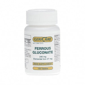 Geri-Care Pharmaceuticals Ferrous Gluconate Tablets - Ferrous Gluconate Tablet, 240 mg, 100/Bottle - 57896-0724-01