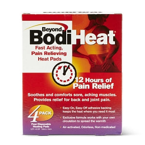 Okamoto Usa BodiHeat Pain Relieving Heat Pads - Pain Patch, BodiHeat, 12 Hour Heat Pad, Not for Skin, 4/Box - 028373749845