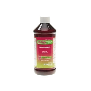 Ultra Seal Corporation UltraTuss Safe Syrup for Coughs and Colds - Liquid Cough Syrup with Guaifenesin 100 mg, Sugar Free, Alcohol Free, Cherry Flavor, 16-oz. Bottle - 42213-0160-93