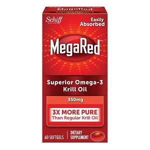 Reckitt Benckiser MegaRed Heart Health Supplements - MegaRed Omega-3 and Krill Oil Softgel, 350 mg, 60/Bottle - 20525-0980-90