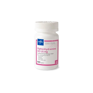 Medline Diphenhydramine HCI Oral Antihistamine - Diphenhydramine Caplets, 25 mg, 100/Bottle - OTCM00008H