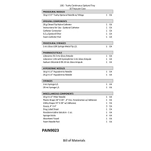 Medline Continuous Epidural Trays - Continuous Epidural Tray, 18G X 3.5" Tuohy Needle, 20G Nylon Catheter, with Pharmaceuticals - PAIN9023