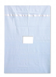 Medline Regional Anesthesia and Pain Management Drapes - Blue Paper Drape, 18" x 27" (45.7 x 68.6 cm) with 3" x 4" (7.6 x 10.2 cm) Rectangle Fenestration and Adhesive Along One Edge - PAINDRAPE2