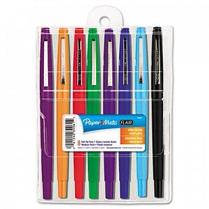 Sanford Paper Mate Point Guard Flair Needle-Tip Stick Pen - 0.7 mm Medium Point PaperMate Point Guard Flair Felt Tip Pens, 8 Colors - 89061