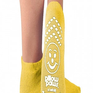 Principle Business Pillow Paws Slippers - Pillow Paws Single-Imprint Slipper Socks, Yellow, Adult, Size XL - 3912