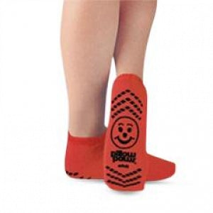 Principle Business Pillow Paws Risk Alert Terry Slipper Socks - Double Imprint Terry Slippers, Adult, Red - 3923-001