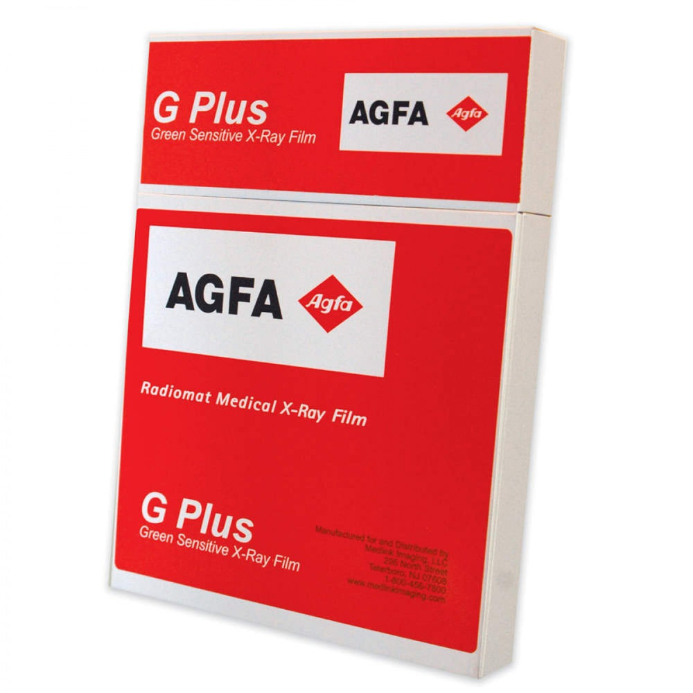 Agfa Radiomat G-Plus Medical X-Ray Film High Contrast, Low Fog, Low Noise Enables Quick Reading Of All Necessary Information 100/Box