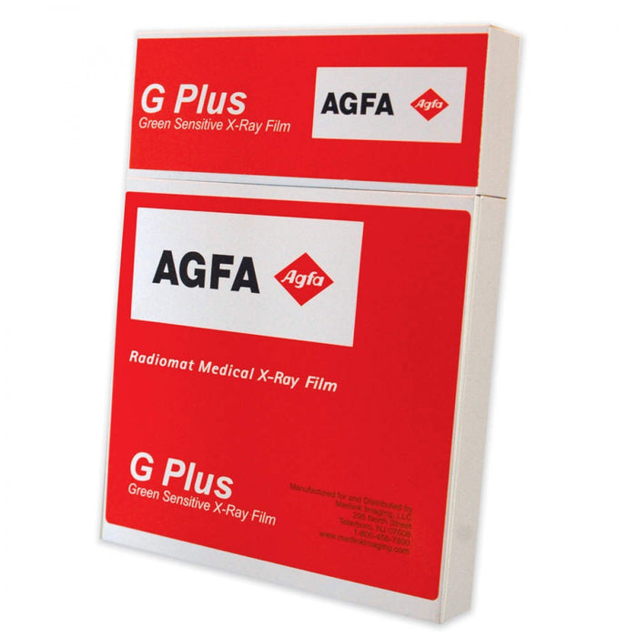 Agfa Radiomat G-Plus Medical X-Ray Film High Contrast, Low Fog, Low Noise Enables Quick Reading Of All Necessary Information 100/Box