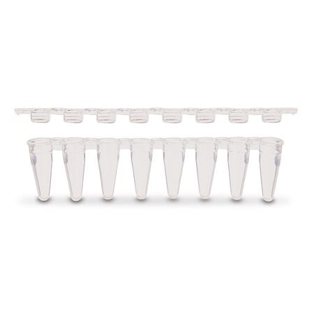 8-Strip PCR Tubes Low Profile - Flat Cap - White