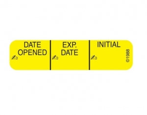 PDC Healthcare Permanent Paper Communication Labels - "Date Opened" Label, 1-9/16" x 3/8", Yellow - 1-370