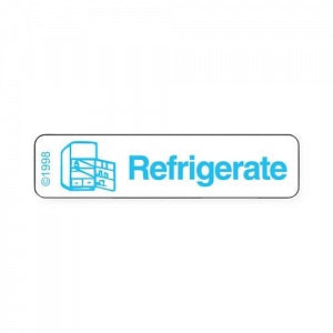 PDC Healthcare Permanent Paper Communication Labels - "Refrigerate" Label, 1-9/16" x 3/8", White - 1-371