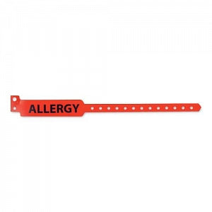 PDC Healthcare Allergy Alert ID Bands - Sentry Alert ID Band with "Allergy" Preprinted, 1" x 11-1/2", Adult, Red - 5055-16-PDM