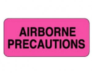 PDC Healthcare Airborne Precautions Labels - "Airborne Precautions" Label, 2-1/4" x 1", Pink - 59701473