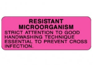 PDC Healthcare Resistant Microorganism Labels - Resistant Microorganism Label, 3" x 1-1/8", Pink - 59701508