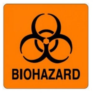 PDC Healthcare Bioharzard Labels - Biohazard Label, 3" x 3", Fluorescent Orange, 500/Roll - 59701557