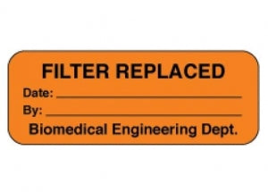 PDC Healthcare Filter Replaced Labels - Filter Replaced Label, Fluorescent Orange - 59701753