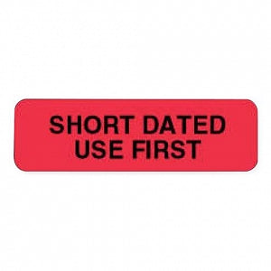 PDC Healthcare Lab Communication Labels - Short Dated Use First Label, 1-1/4" x 3", Fluorescent Red - 59702203