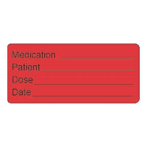 PDC Healthcare Medication Labels - "Patient Medication" Label, Fluorescent Red, 2" x 1" - 59703199