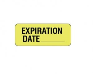 PDC Healthcare FormalinPermanent Warning Label - "Expiration" Label, Yellow - 59704165