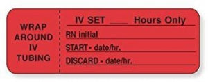 PDC Healthcare Paper Labels - IV Label, Wraparound, Fluorescent Red, 1000 per Roll, 1.5" Core, 3" x 1' - 59704479