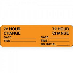 PDC Healthcare "72 Hour Change" IV Label - "72 Hour Change" IV Label, Fluorescent Orange - 59704483