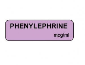 PDC Healthcare Anesthesia Labels - Anesthesia Label, "Phenylephrine", 1.25" x 3/8", Lilac - 59705206