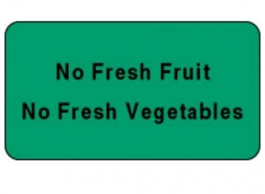 PDC Healthcare FormalinPermanent Warning Label - "No Fresh Fruit" Label, 7/8" x 1-5/8" - 59705442