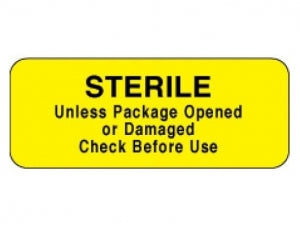 PDC Healthcare Sterile Unless Labels - Sterile Unless Package Opened Label, 2-1/4" x 7/8", Yellow - 59705676