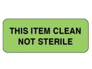 PDC Healthcare Clean Labels - This Item Clean Not Sterile Label, 2-1/4" x 7/8", Green, 1000/Roll - 59705725