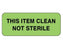 PDC Healthcare Clean Labels - This Item Clean Not Sterile Label, 2-1/4" x 7/8", Green, 1000/Roll - 59705725