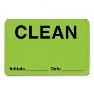 PDC Healthcare Clean Labels - Clean Initials Label, 4" x 2-1/8", Green, 500/Roll - 59705743