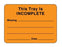 PDC Healthcare This Tray Is Incomplete Labels - "This Tray is Incomplete" Label - 59705783