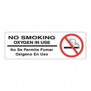 Brady Worldwide Removable Paper Labels - "NO SMOKING OXYGEN IN USE" Label, White, 6" x 2" - 59706069