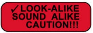 PDC Healthcare Lab Communication Labels - Label, Look-Alike Sound-Alike, 1.5" x 0.5", Red - 59708068