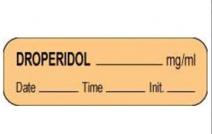 PDC Healthcare Anesthesia Date, Time and Initials Labels - Droperidol Label, 1/2" x 1/2", Salmon - 59708929