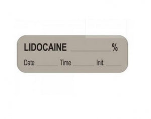 PDC Healthcare Drug Labels - Lidocaine % Label, 1/2" x 1-1/2", Gray, 1000/Roll - 59708933