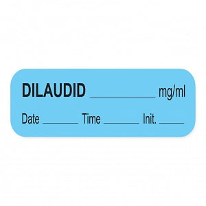 PDC Dilaudid Label / Tape - Dilaudid Date / Time Initials Label, mg / mL, 1-1/2" x 1/2", Blue - 59708970