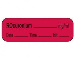 PDC Healthcare Anesthesia Date, Time and Initials Labels - Rocuronium Label, 1/2" x 1/2", Red - 59709049