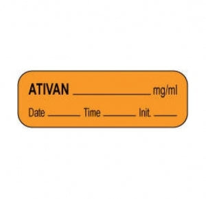 PDC Healthcare Anesthesia Labels - Anesthesia Label, "Date, Time, Initial", Orange - 59709079